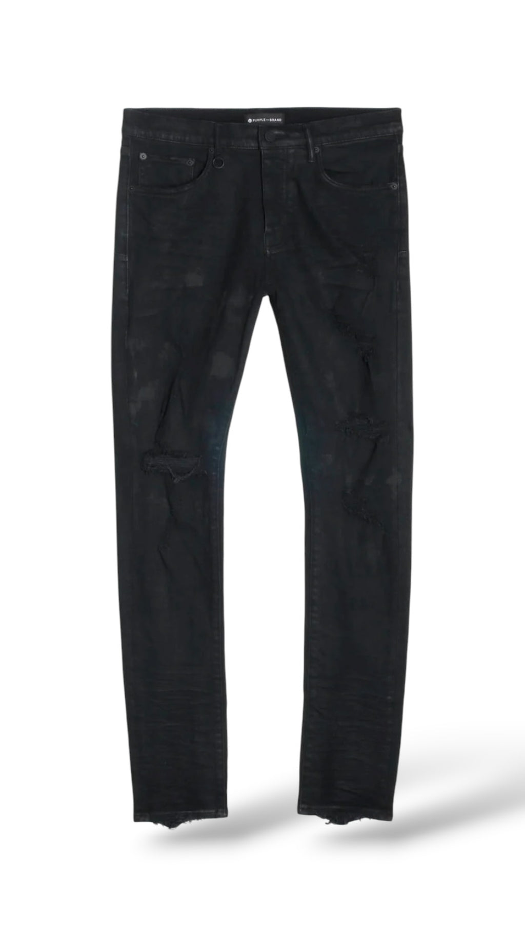 Purple 'P001-Oil Spill' Skinny Jeans- Wax Black