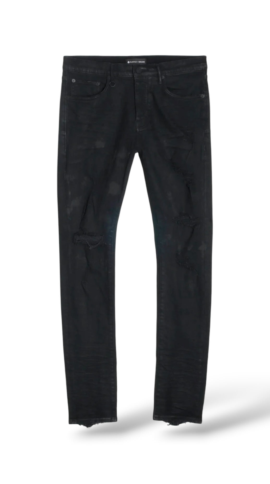 Purple 'P001-Oil Spill' Skinny Jeans- Wax Black
