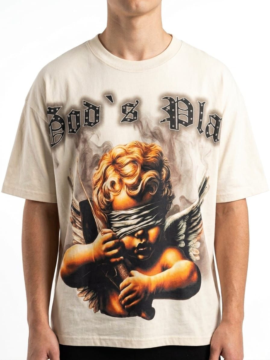 Dzatr  'Gods Plan 104'  T-Shirt- Ivory