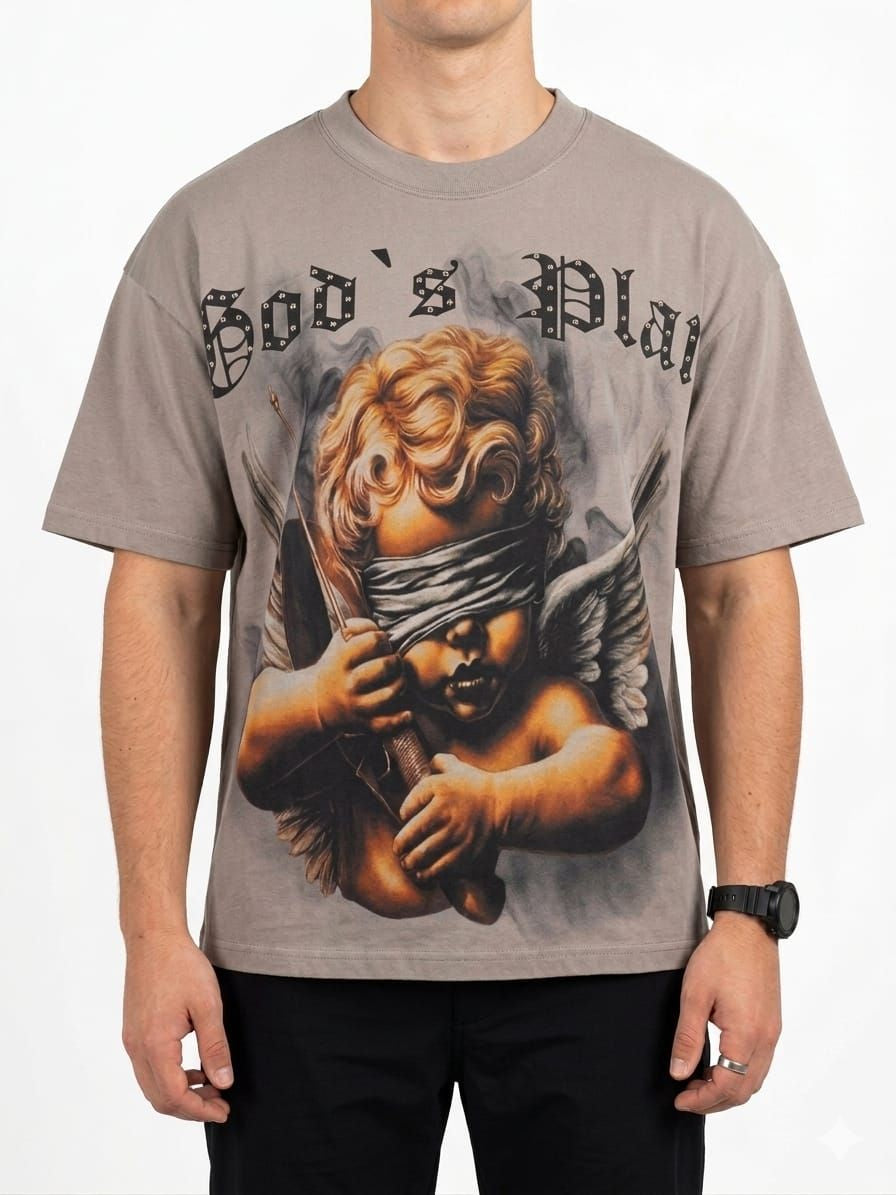 Dzatr  'Gods Plan 104'  T-Shirt- Grey