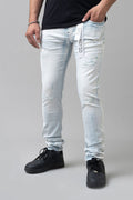 Dzatr '422' Skinny Stretch Denim Jeans- Ice Blue