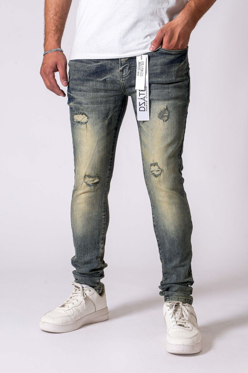 Dzatr '647'  Skinny Stretch Denim Jeans- Rusted Iron