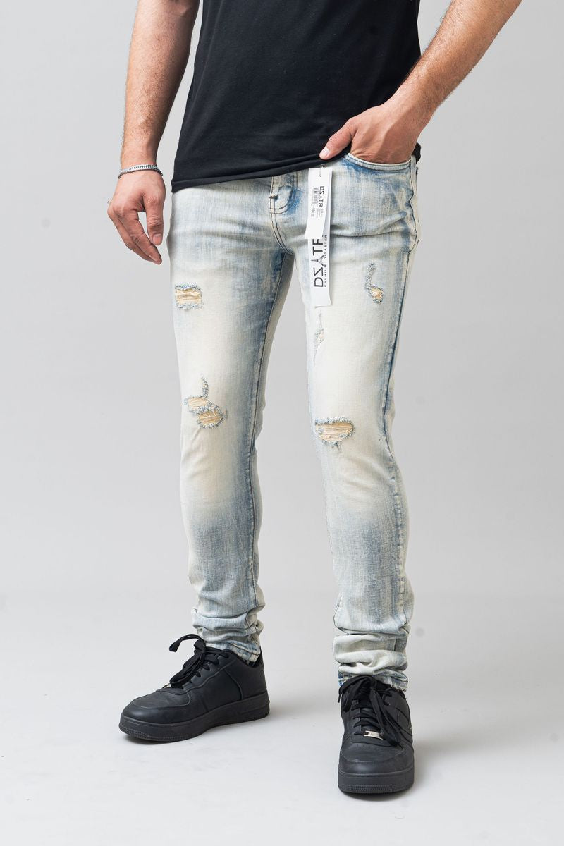 Dzatr '442'  Skinny Stretch Denim Jeans- Lt Vintage