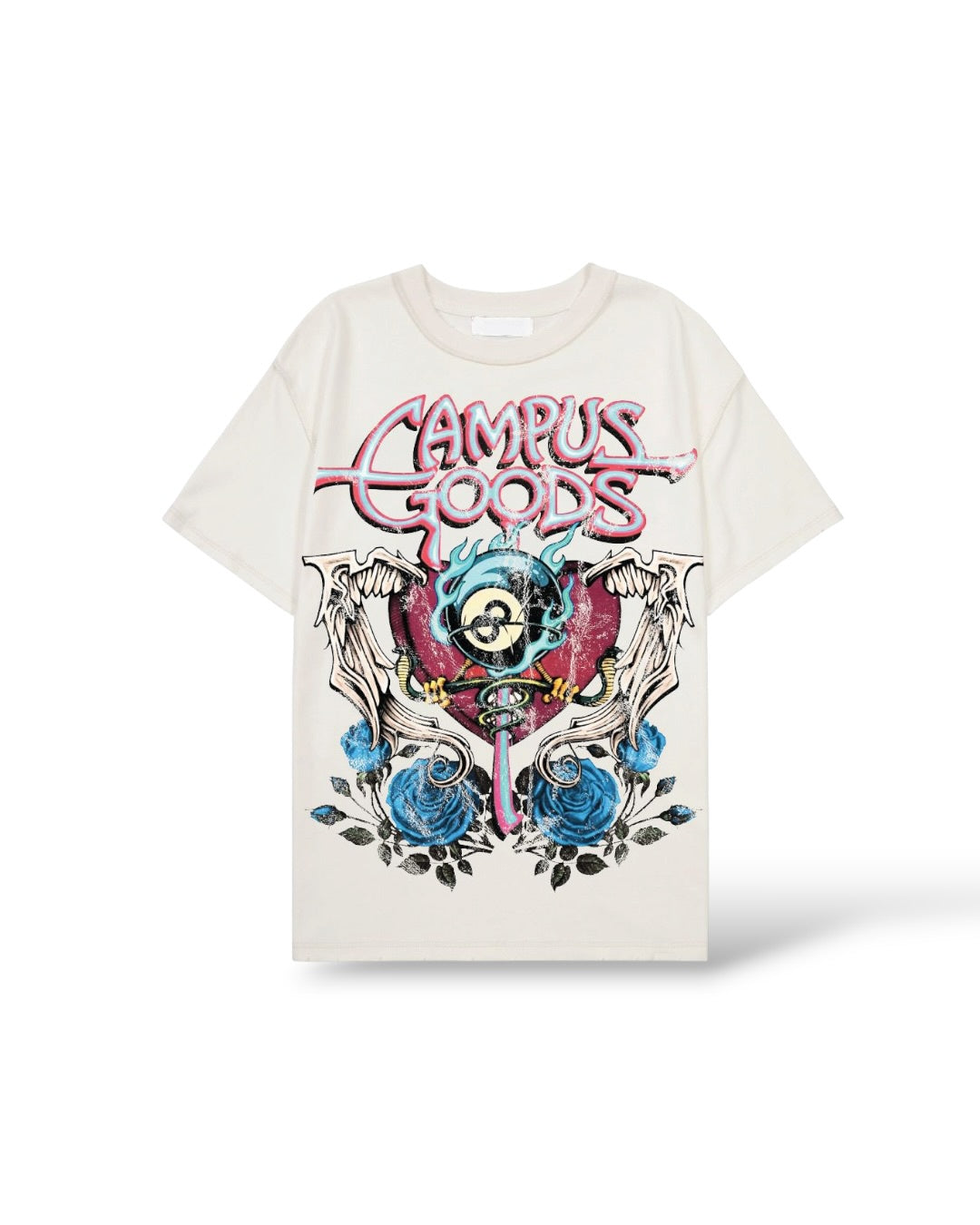 Campus 'Burning Heart' T-Shirt- Cream