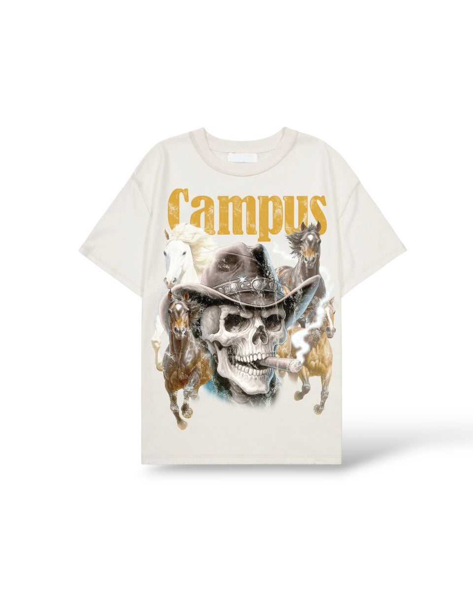 Campus 'Ghost Rider' T-Shirt- Cream