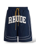 Rhude ‘Baggy Collegiate’ Logo Shorts- Navy
