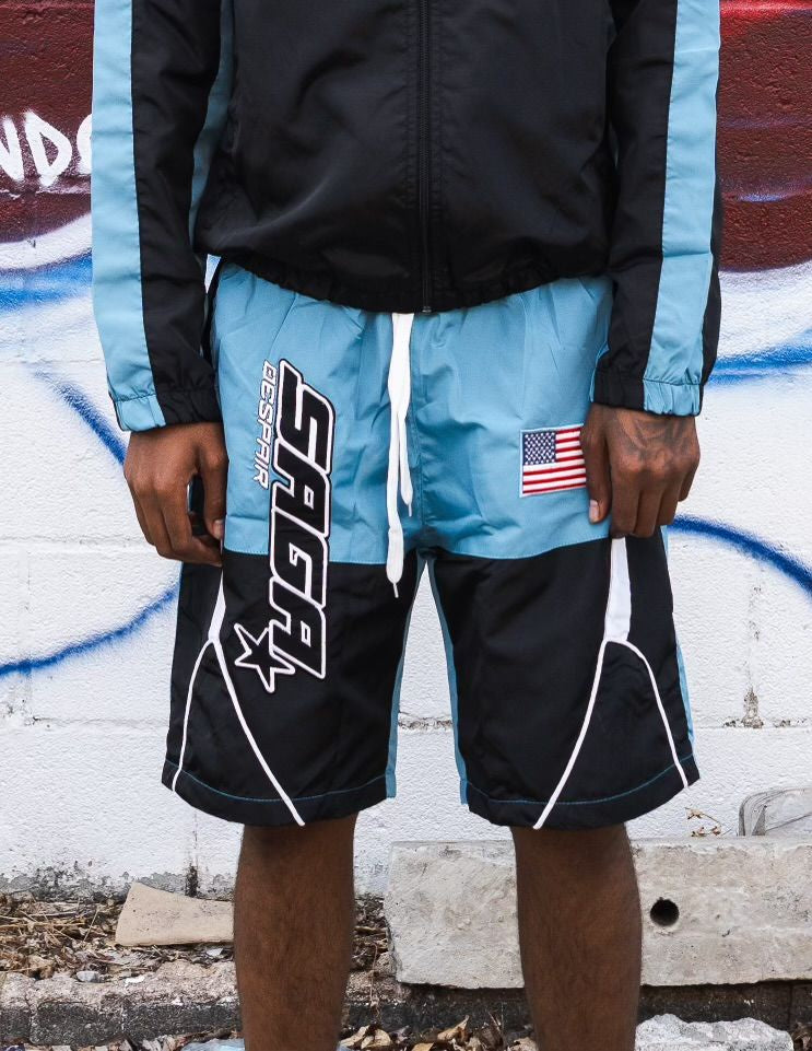 Sadboy Saga 'Nylon' Shorts- Blue