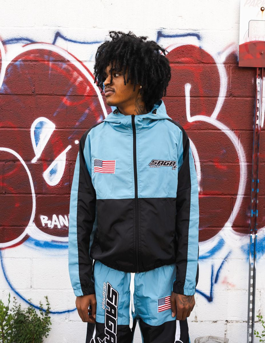Sadboy Saga 'Nylon' Zip Up Hood- Blue