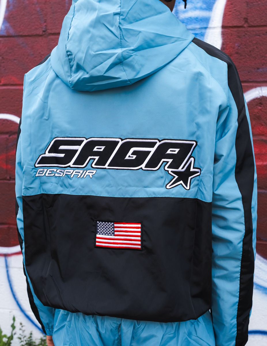 Sadboy Saga 'Nylon' Zip Up Hood- Blue