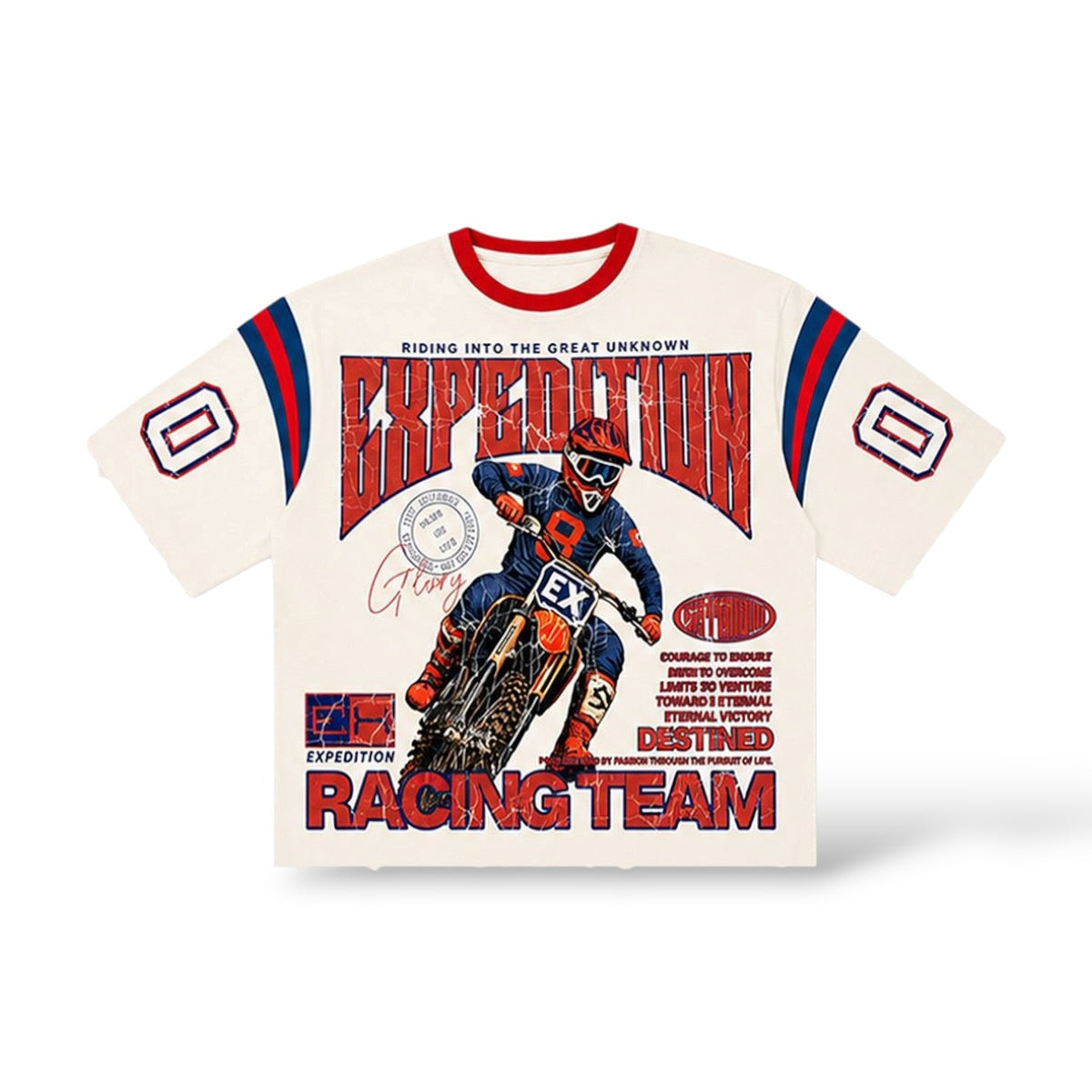 PM 'Ride Or Die' Oversized Crew Neck T-Shirt- White