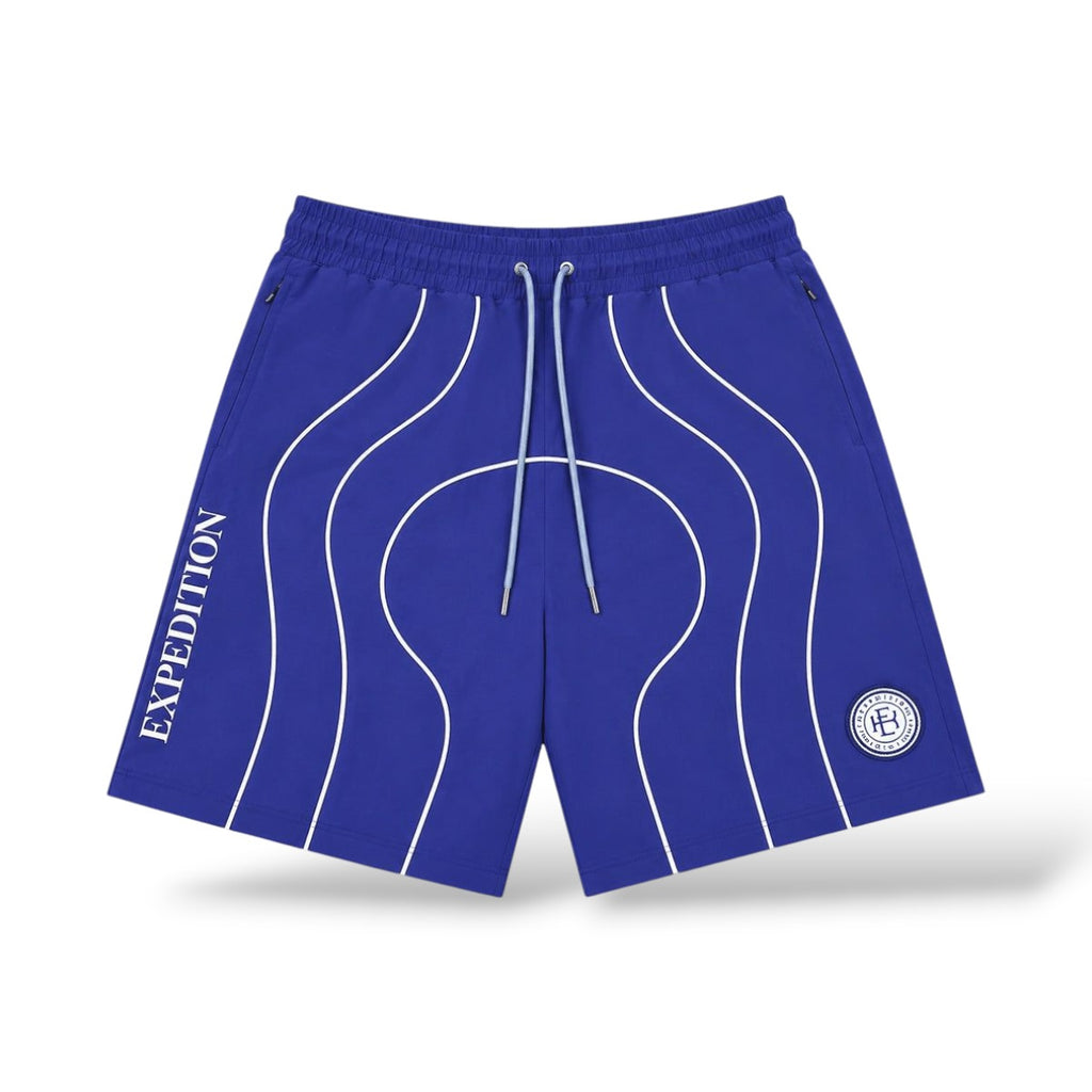PM 'Reflective Piping' Nylon Shorts- Navy