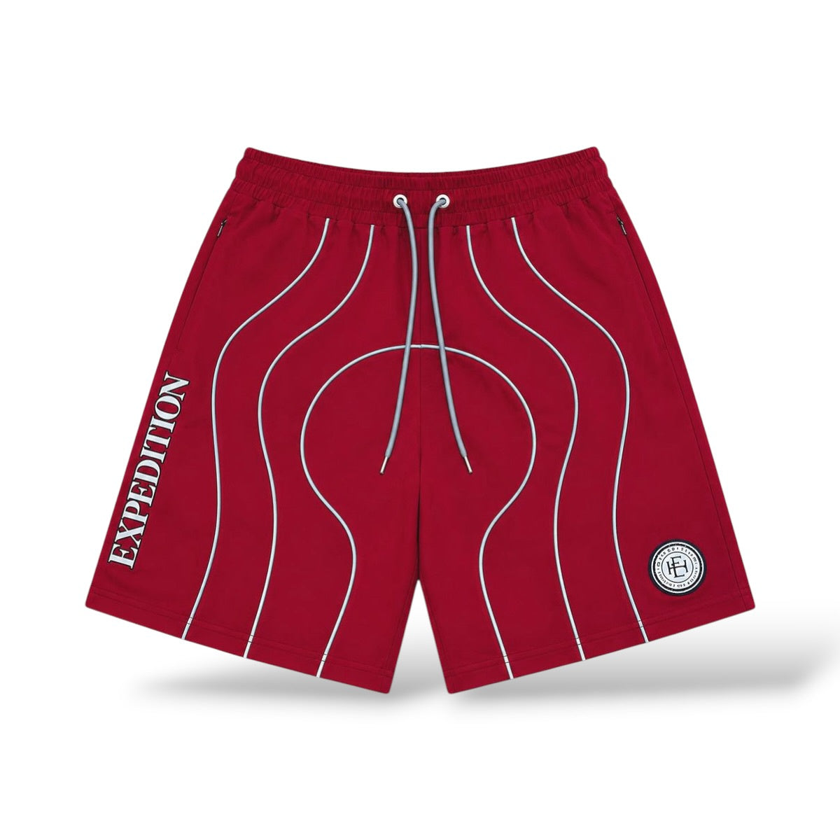 PM 'Reflective Piping' Nylon Shorts- Red