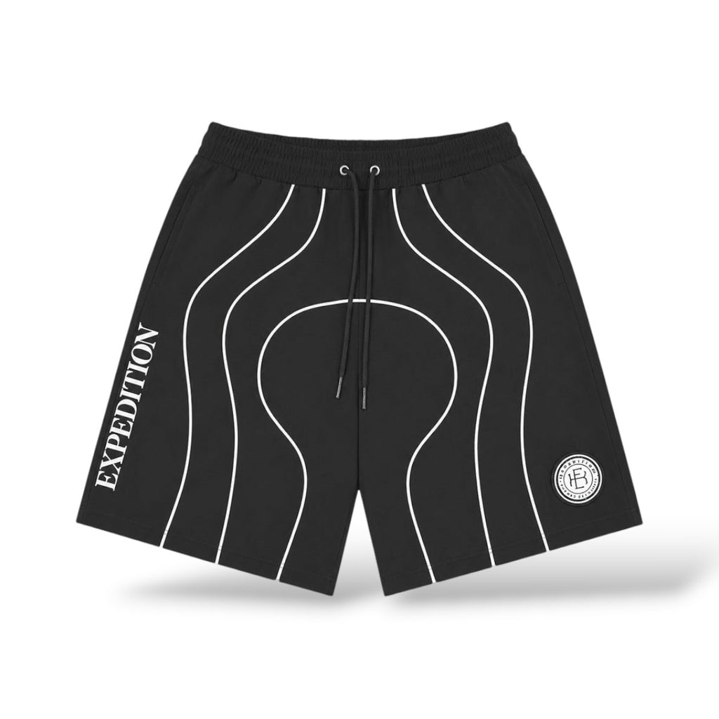 PM 'Reflective Piping' Nylon Shorts- Black