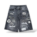 Vicious '1271' Patches Denim Shorts- Dark Grey