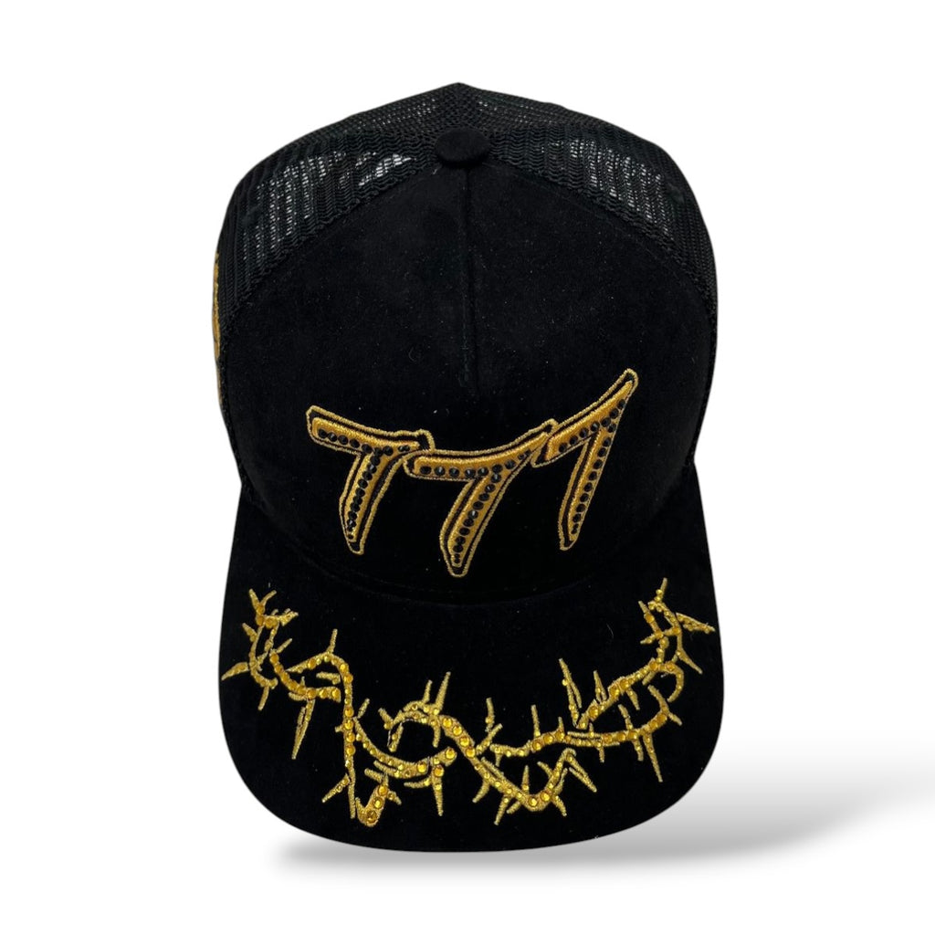 Hudson 'V2 Diamond 777' Suede Trucker Hat- Black/Gold