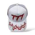 Hudson 'V2 Diamond 777' Suede Trucker Hat- White/Red
