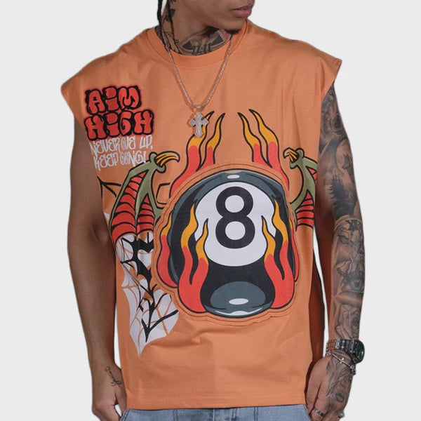 Genuine 'Aim High' Sleeveless Shirt- Orange