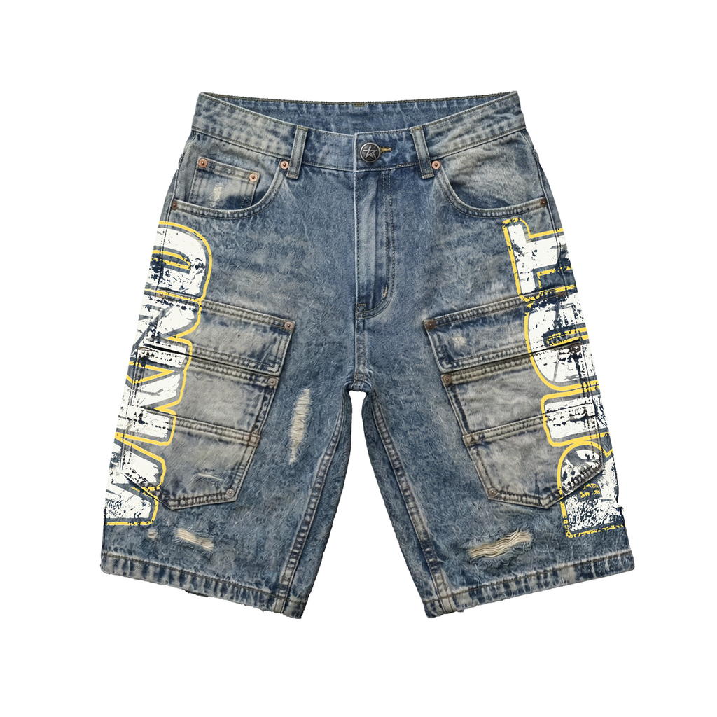 WKND 'Chaos Festival' Denim Jean Shorts-  Blue