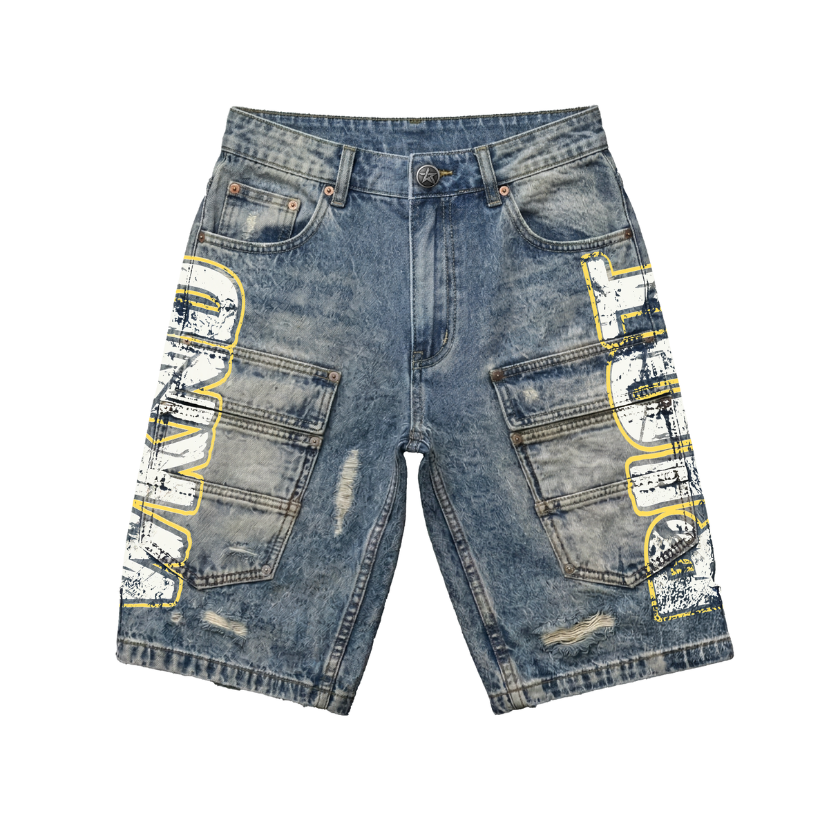 WKND 'Chaos Festival' Denim Jean Shorts-  Blue