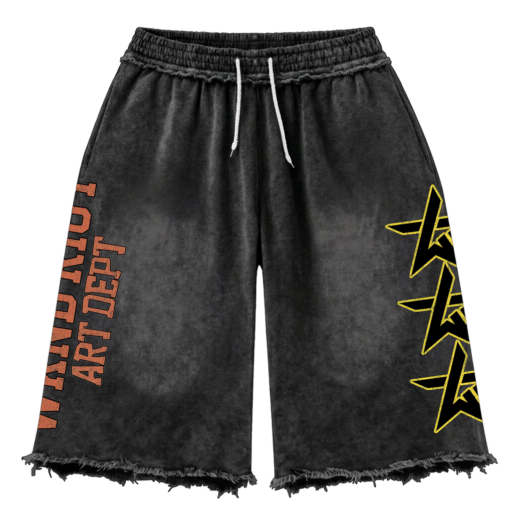 WKND 'Art Dept' Baggy Sweat Shorts-  Black