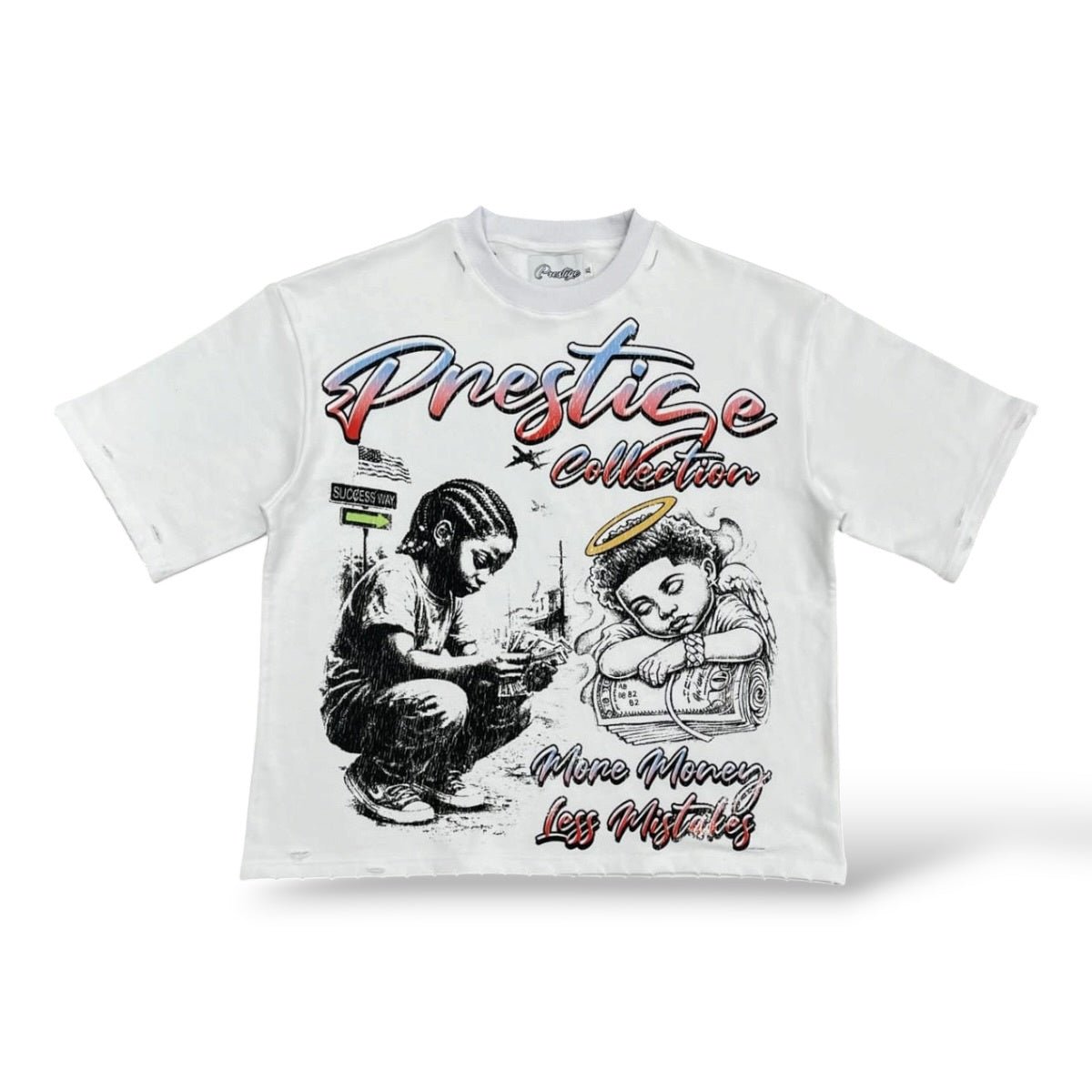 Prestige 'More Money Less Mistakes' T-Shirt- White