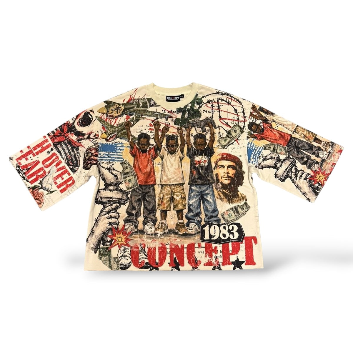 Concept 'Over Fear' Cropped Shirt- Bone