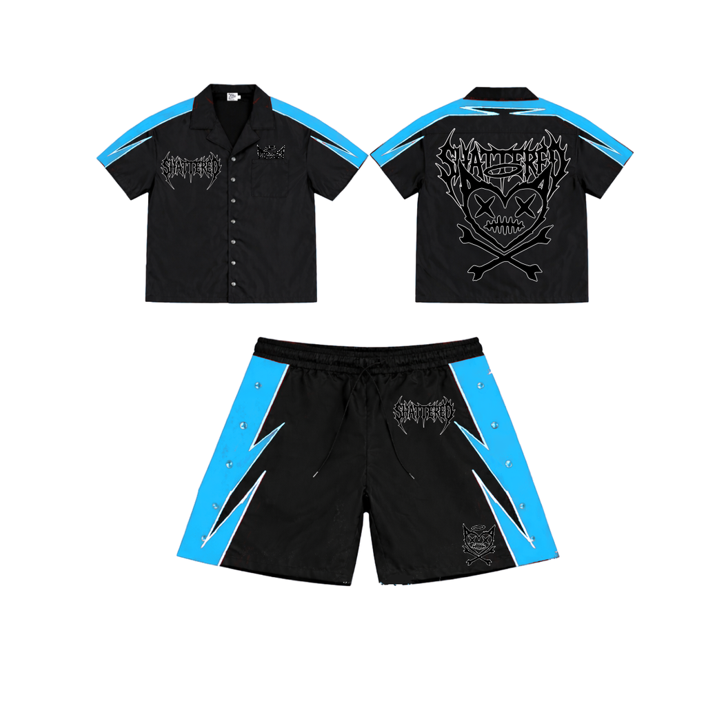 Shattered 'Nylon' Shirt- Black/Blue