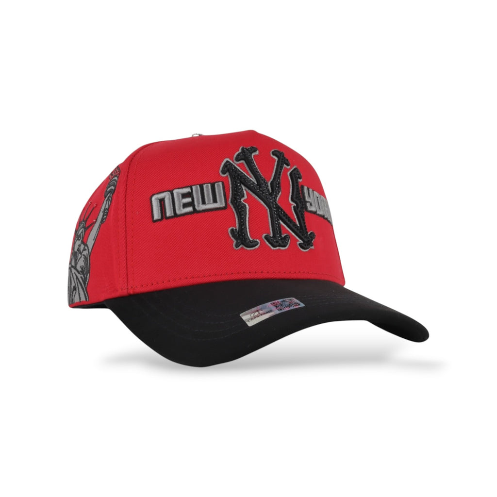 Caps'Fans NY Cap With Crystals- Red/Black