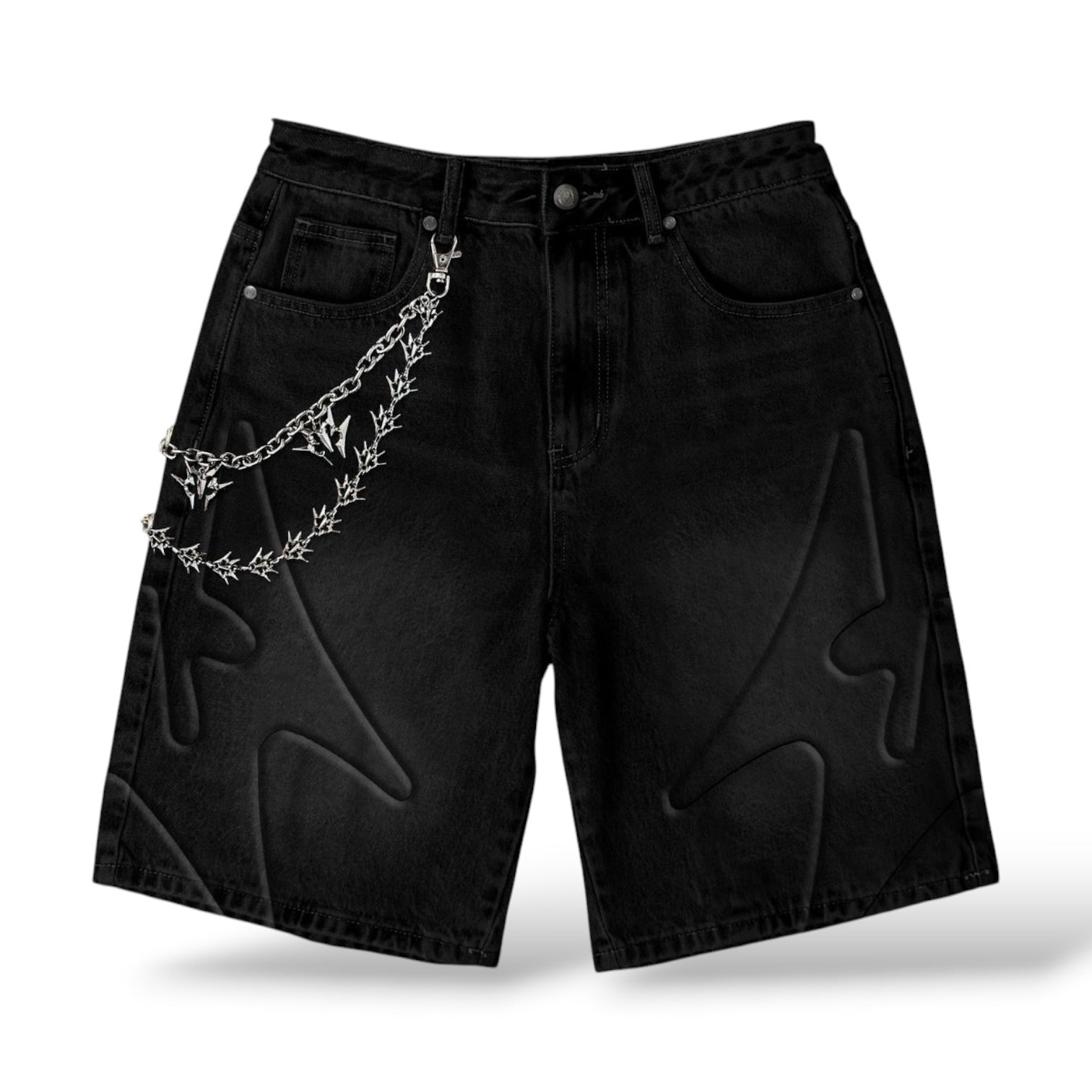 Melee 'Shogun' Embossed Jorts- Black