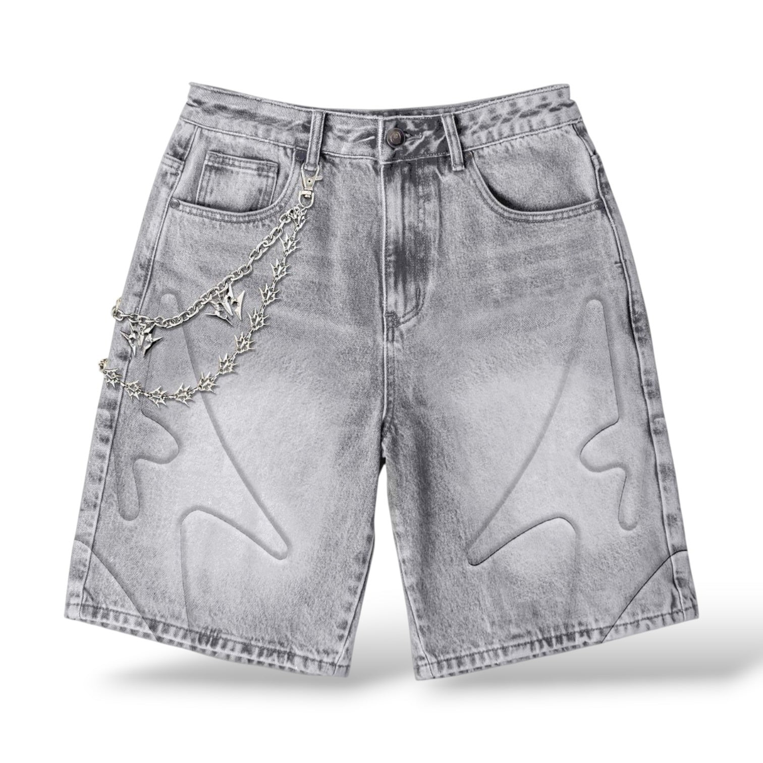Melee 'Shogun' Embossed Jorts-  Gray Wash