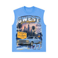G West 'Welcome To HollyWood' Sleeveless Shirt- Baby Blue