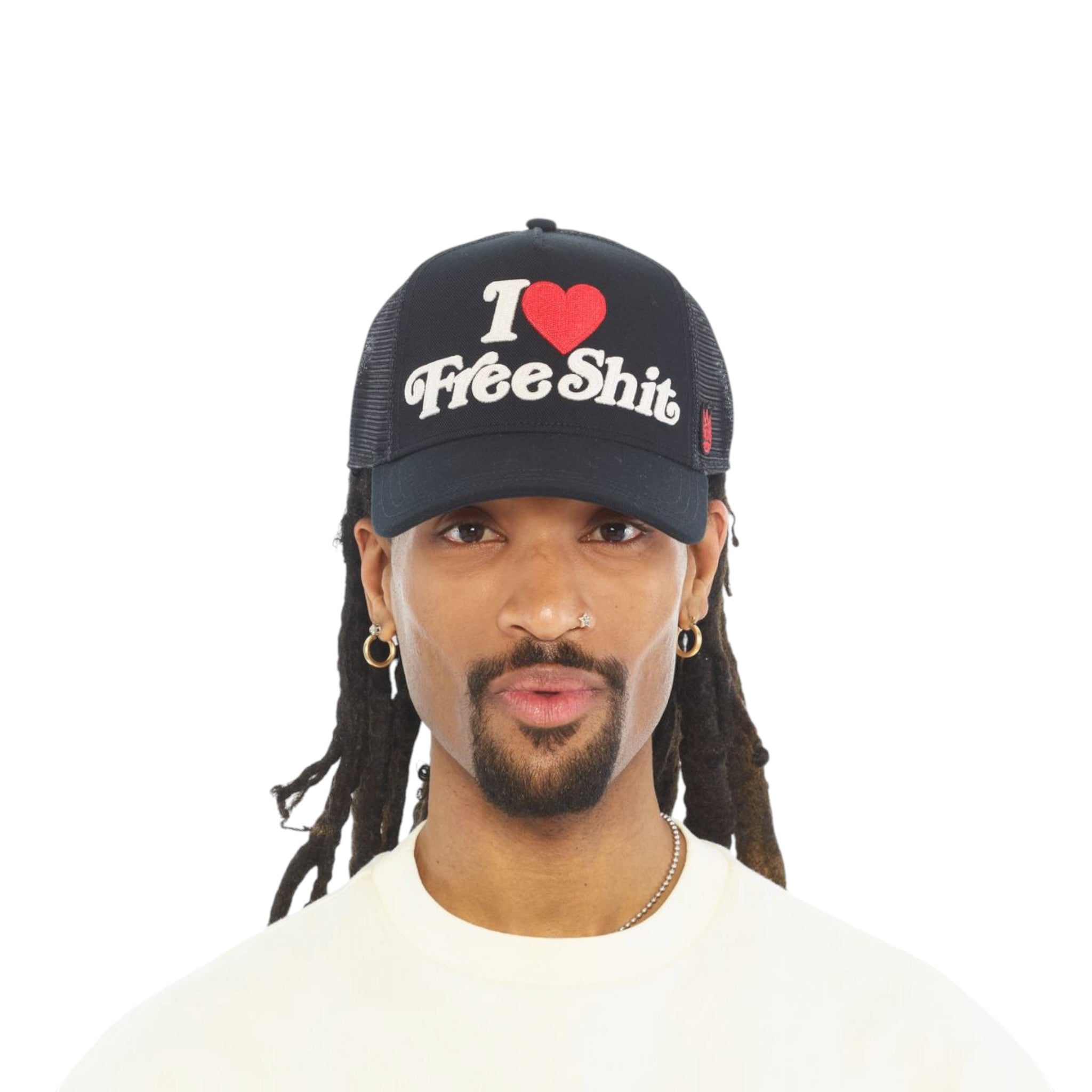 Cult 'I Love Free Shit' Mesh Back Trucker Hat- Black