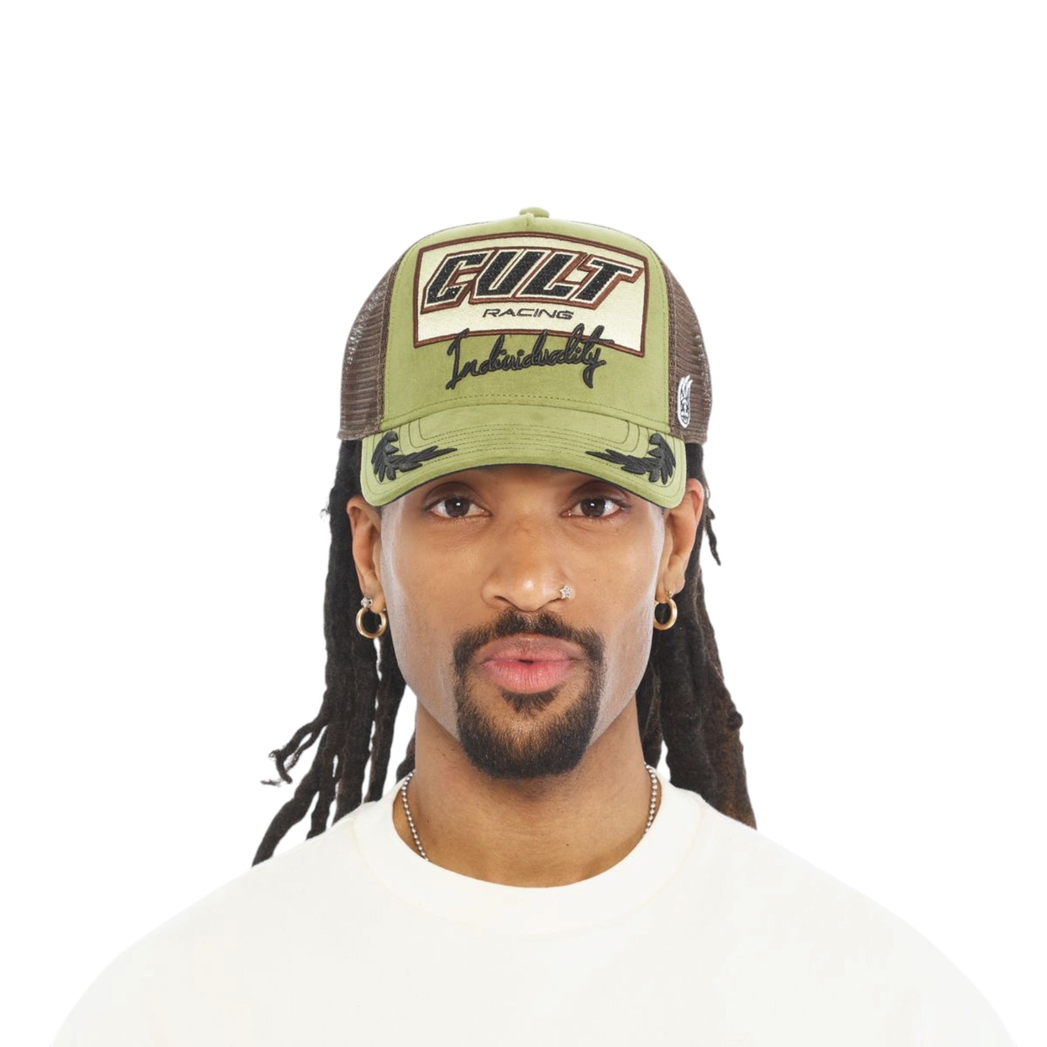 Cult 'Cult Racing' Mesh Back Trucker Hat- Olive