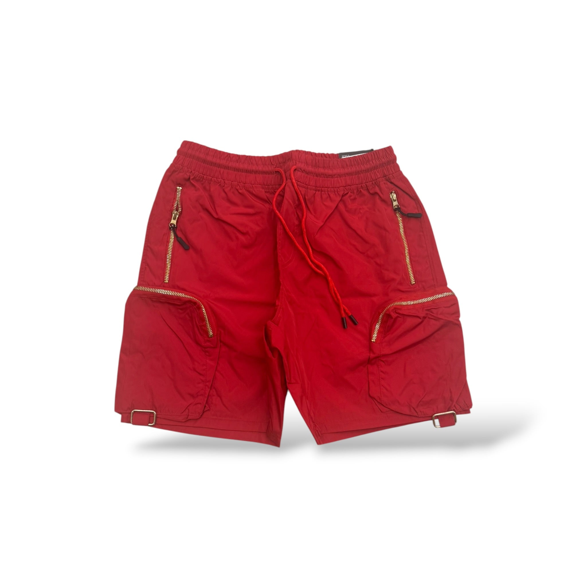 Motive 'Nylon' Cargo Shorts- Bright Red