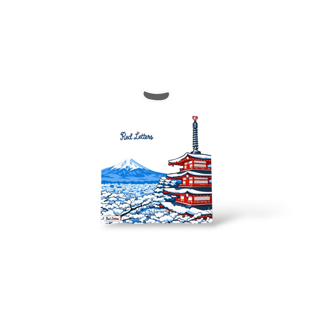 Red Letters 'Japan Fuji' T-Shirt- White