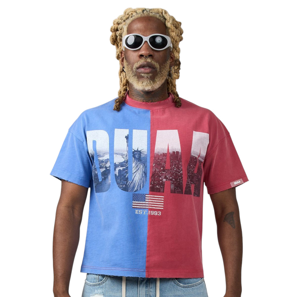 Duaa 'Block' T-Shirt- Blue/Red