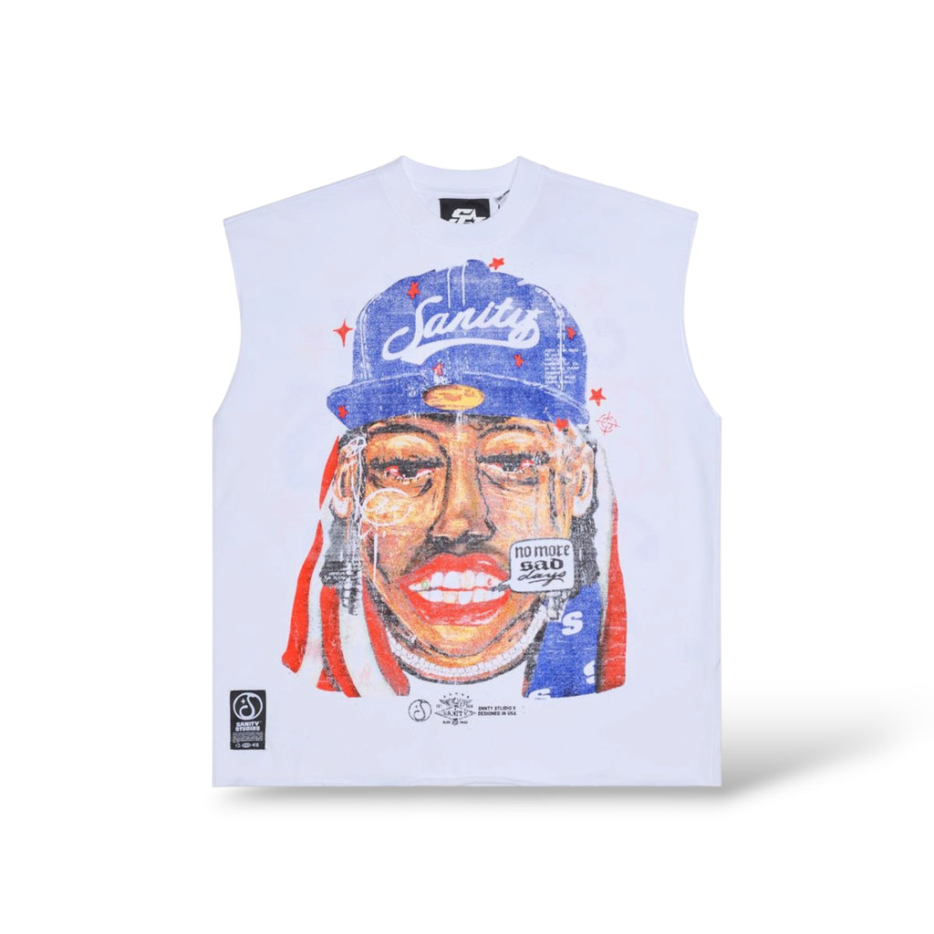 Sanity 'The 4th Sanity' Sleeveless Shirt- White