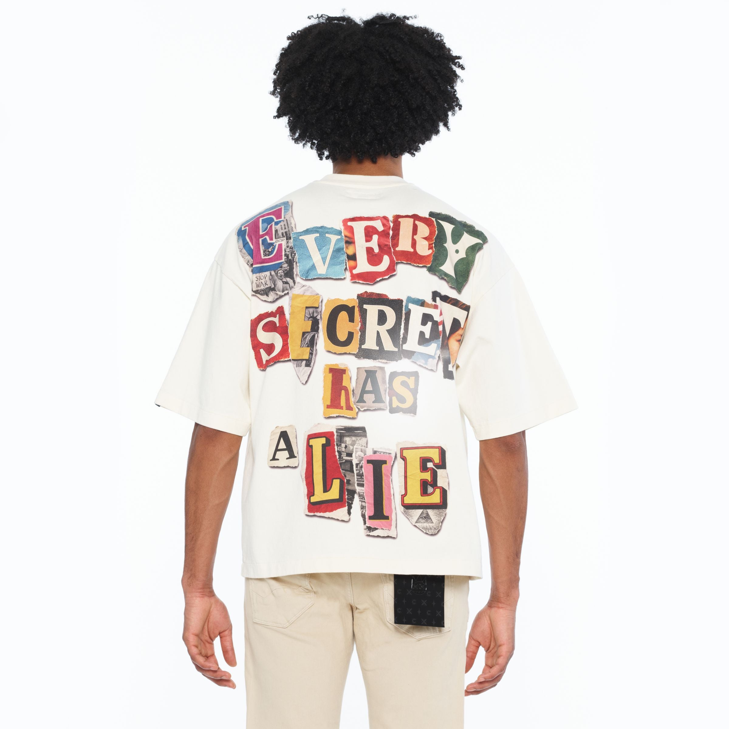 Cult 'Every Secret Has A Lie'  Oversized Short Sleeve Shirt- Winter White