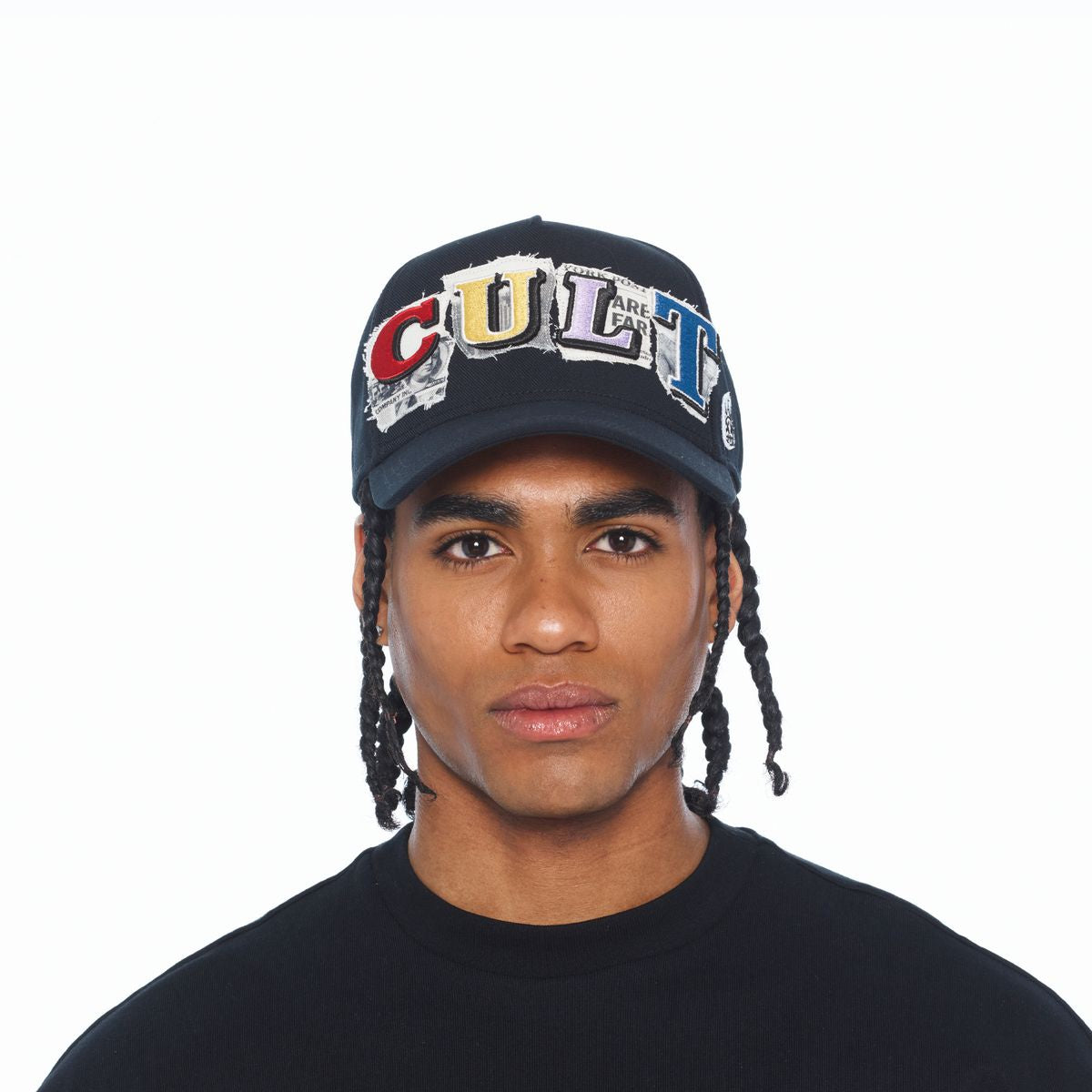 Cult 'Cult Newsprint'  Mesh Back Trucker Hat- Black