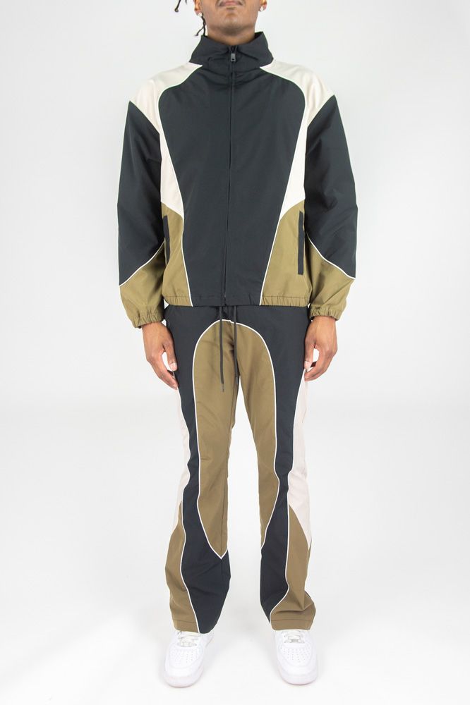 Rebel Minds 'Nylon ColorBlock' Jacket- Black/Olive
