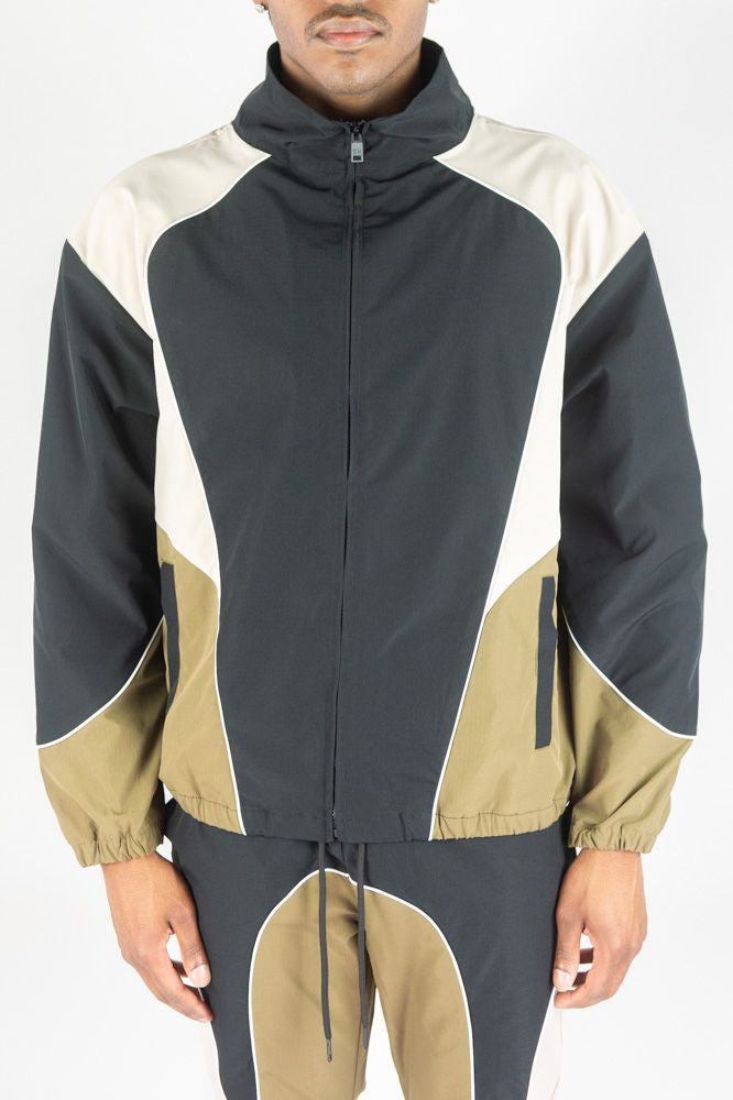 Rebel Minds 'Nylon ColorBlock' Jacket- Black/Olive