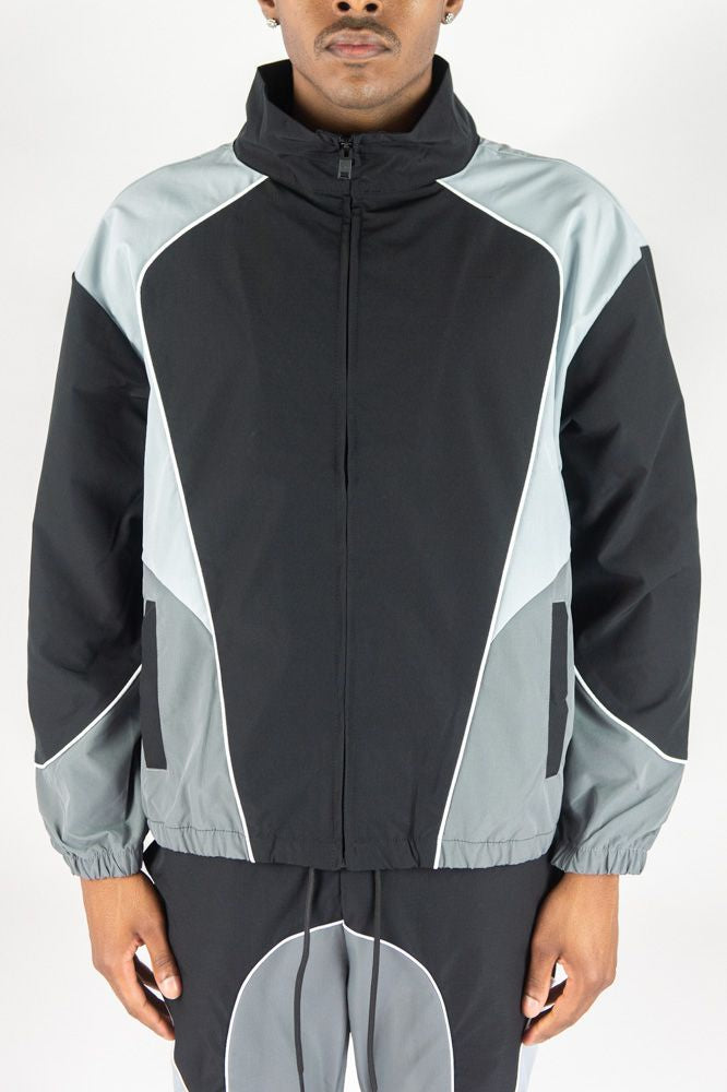 Rebel Minds 'Nylon ColorBlock' Jacket- Black/Grey