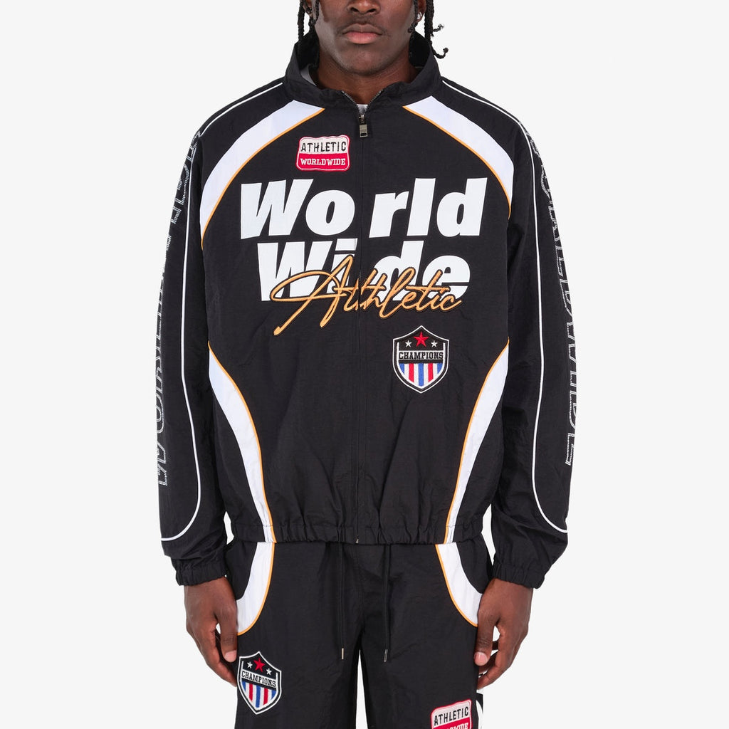Copper Rivet 'Worldwide' Nylon Zip Up Shirt- Black