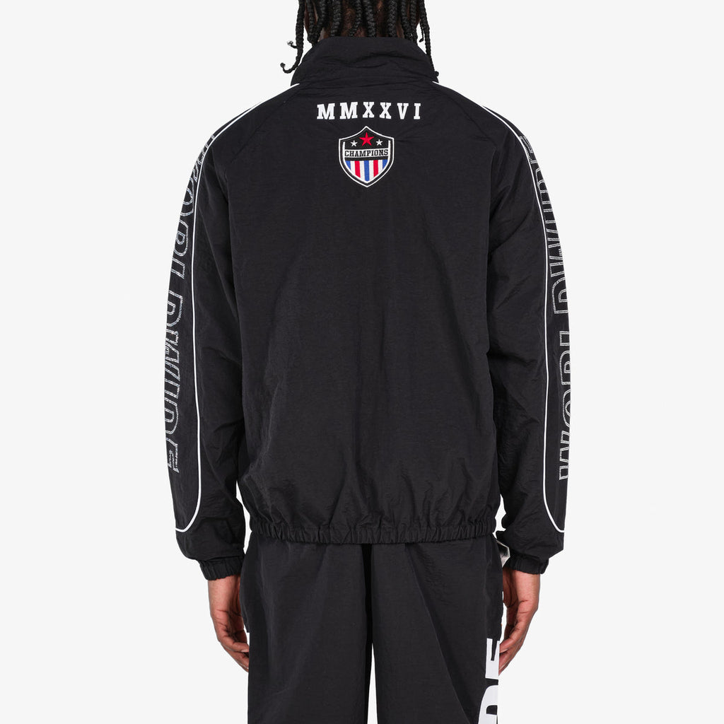 Copper Rivet 'Worldwide' Nylon Zip Up Shirt- Black