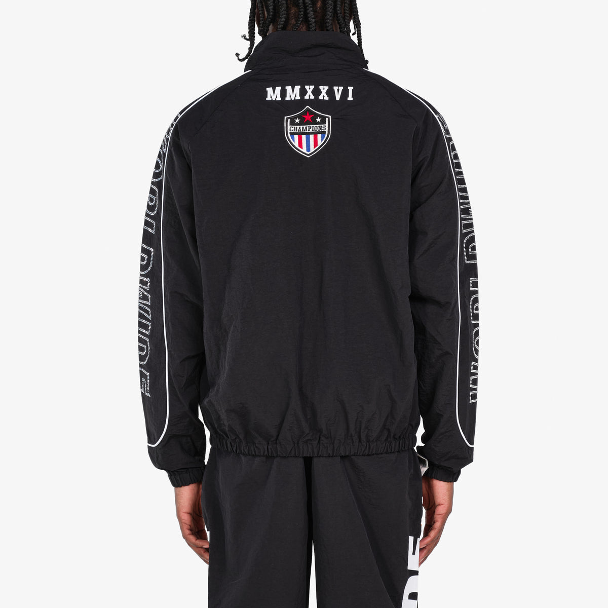 Copper Rivet 'Worldwide' Nylon Zip Up Shirt- Black
