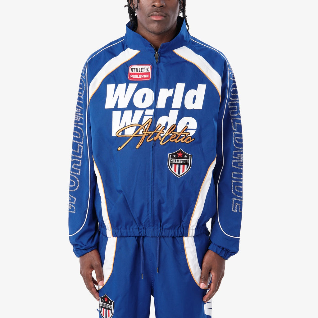 Copper Rivet 'Worldwide' Nylon Zip Up Shirt- Royale Blue