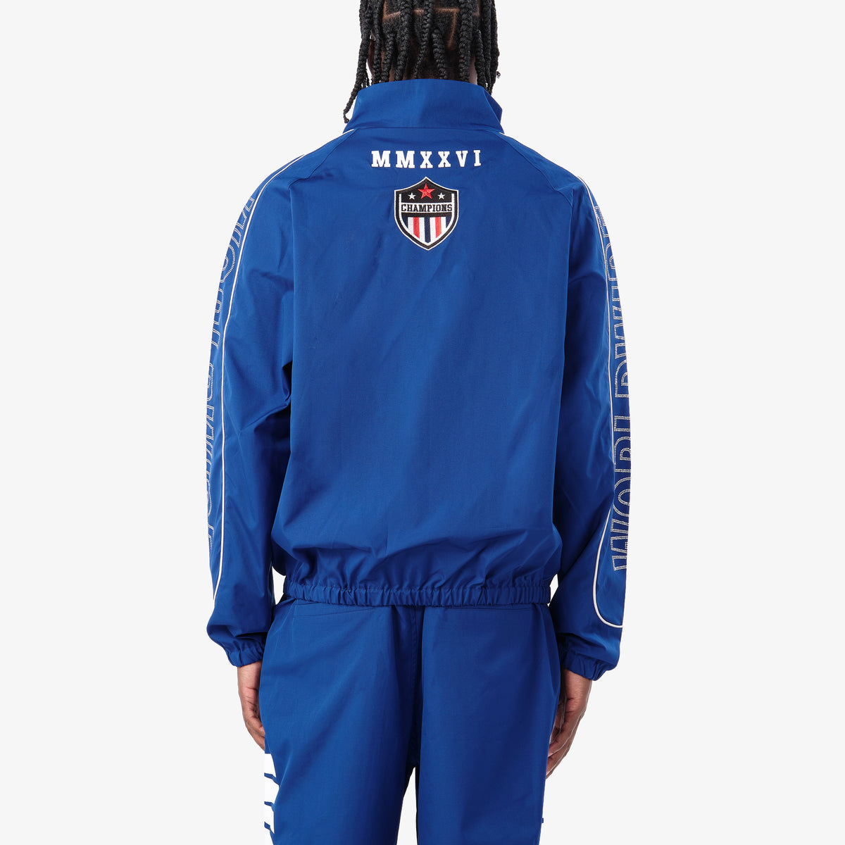 Copper Rivet 'Worldwide' Nylon Zip Up Shirt- Royale Blue