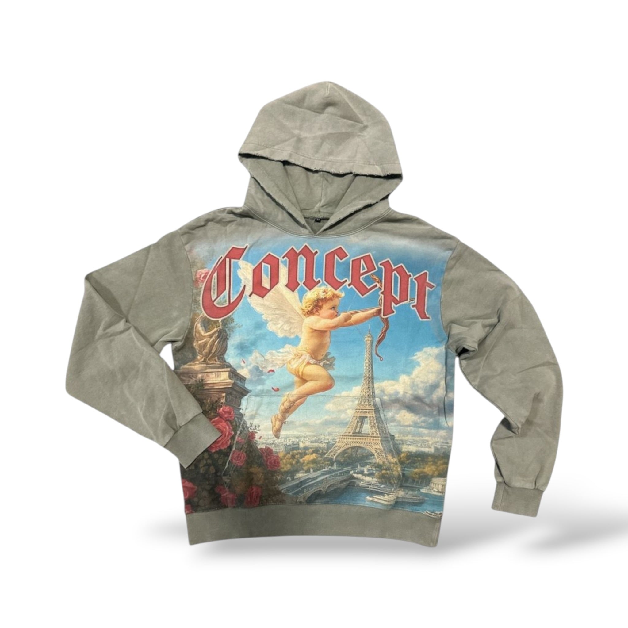 Concept 'Angel' Hoodie- Lt Olive Wash