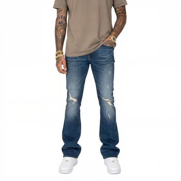Vicious 'Vc1032' Rip & Repair Stacked Jeans- Indigo