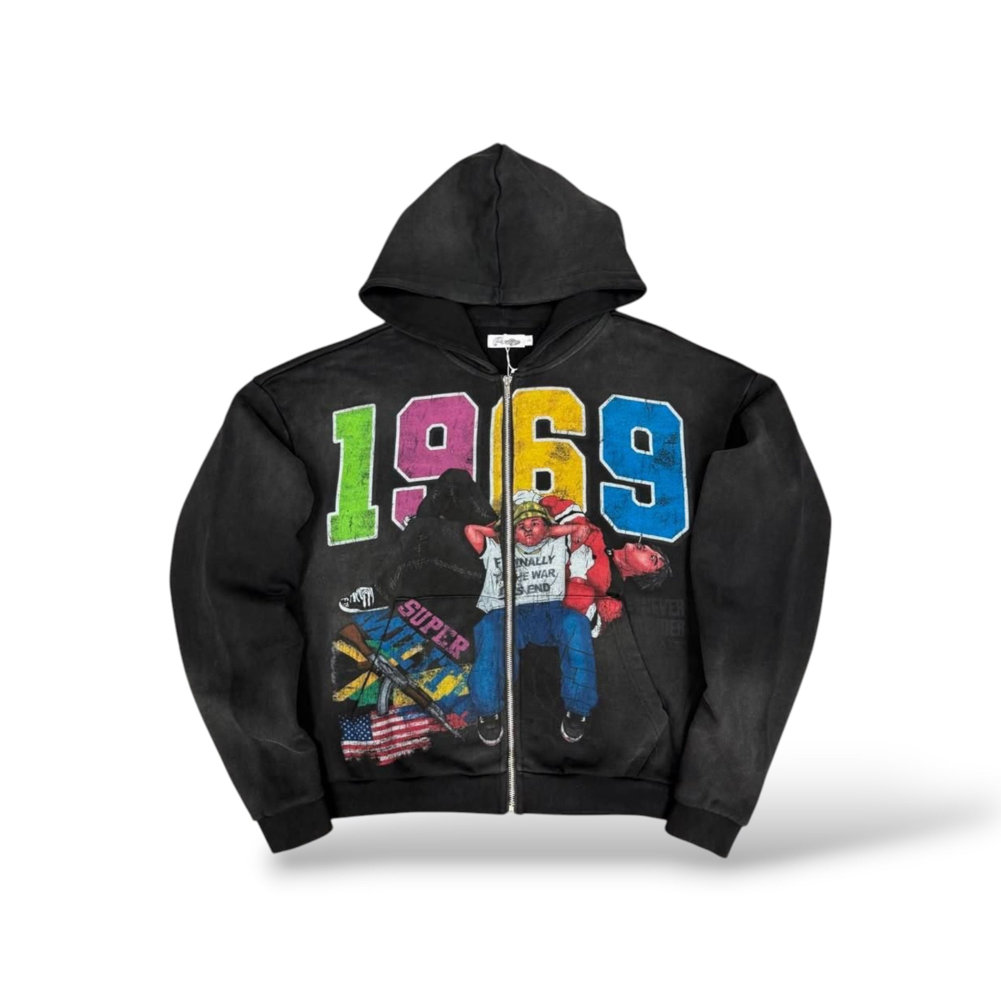 Prestige 'War Has Ended' Zip Up Hoodie- Black